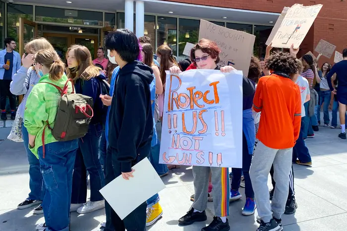 A photo of students protesting gun violence